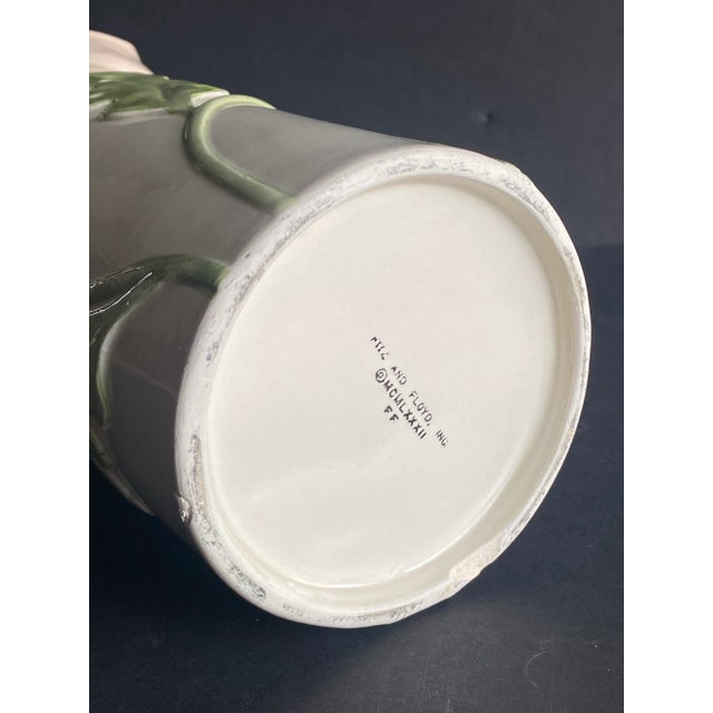 1980s Fitz and Floyd Vase With Pink Poppies For Sale - Image 9 of 12