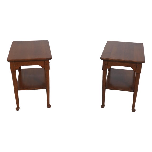 Pair of Stickley Cherry Lamp End Tables For Sale