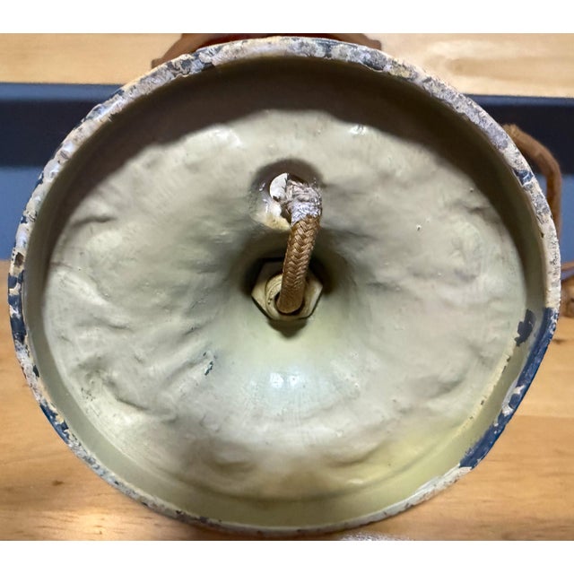 Antique 1920s Reverse Painted Puffed Glass Boudoir Lamp Jefferson Style Scenic Sunset For Sale - Image 12 of 15