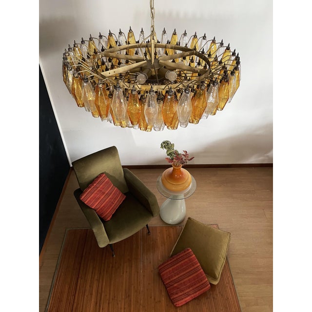 Amber & Clear Poliedri Murano Glass Ceiling Light, 1990s For Sale - Image 18 of 18