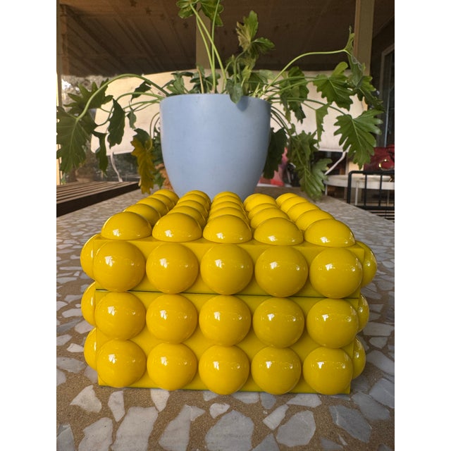 Yellow Bubble Resin and Wood Heavy Decorative Box With Lid For Sale - Image 12 of 12