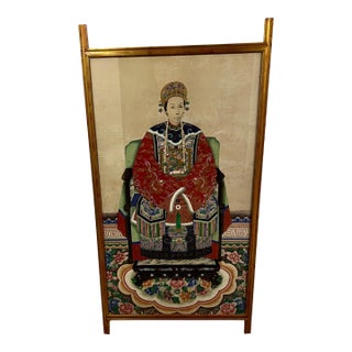 Ancestor Portrait Framed in Gold Leafed Frame For Sale