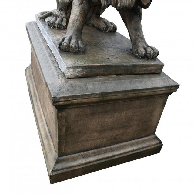 Stone Lifesize Lion Gatekeeper Statues Stone Country House, Set of 2 For Sale - Image 7 of 16
