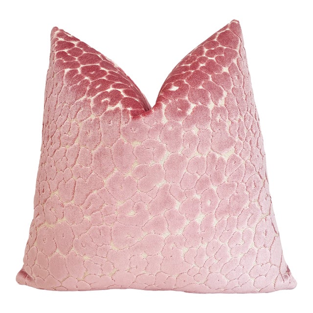 Pink Leopard 20x20 Velvet Throw Pillow With Feather Down Insert For Sale