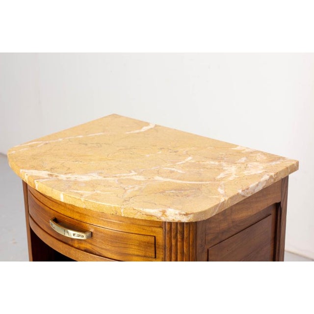 French Walnut, Marble and Bronze Nightstand, 1920 For Sale - Image 4 of 11