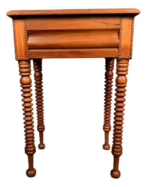Antique American Victorian Solid Walnut Sewing Table With Turned Legs & Lift-Top Storage, Late 19th Century