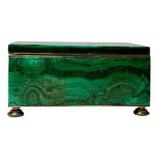 19th Century Malachite and Brass Decorative Box For Sale
