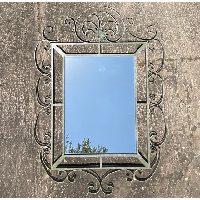 Vintage Regency Monumental Wrought Iron Mirror For Sale In West Palm - Image 6 of 8