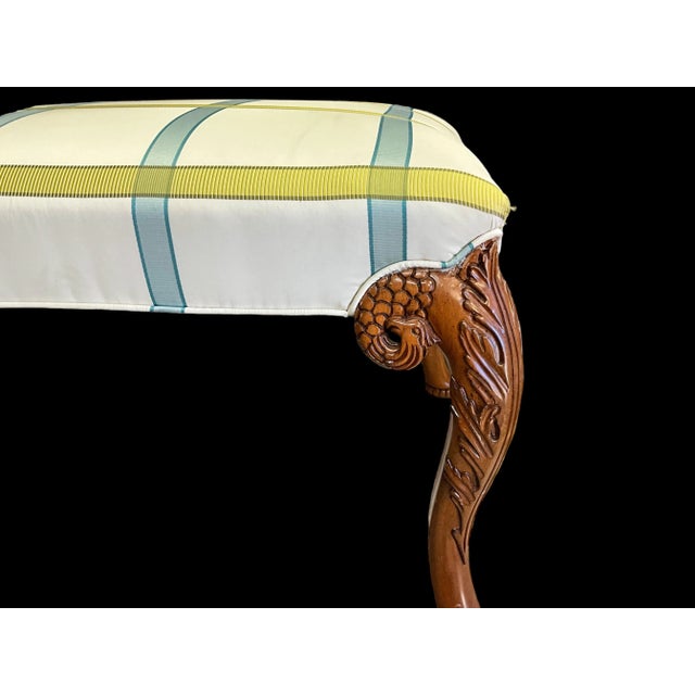 Early 21st Century Georgian Style Carved Mahogany Ottoman / Stool Attributed to Theodore Alexander For Sale - Image 5 of 7