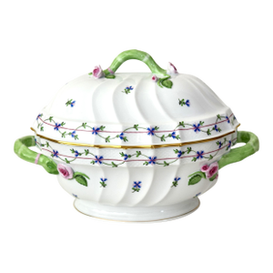 1980s Herend Blue Garland Large Tureen With Lid – Branch Handle, 1014/Pbg
