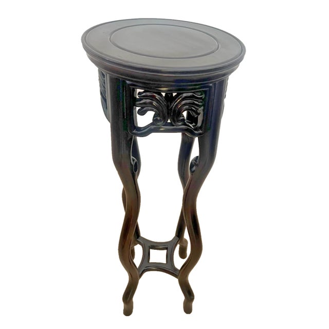Wood Vintage Mahogany Plant Stand Pedestal Prunus Root Carved Tall Jardinière Table For Sale - Image 7 of 12