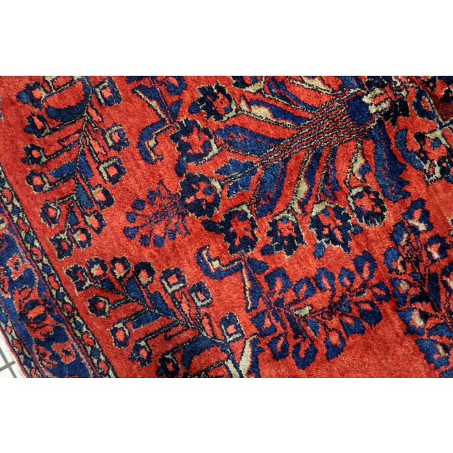Navy Blue Antique Persian Lilihan Handmade Rug 5.8' X 6.7' 1920s For Sale - Image 8 of 13