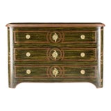 A German Baroque Style Ormolu Mounted and Green Faux Bois Painted Chest of Drawers For Sale