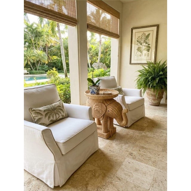 Vintage Natural Wicker and Rattan Elephant Accent Side Table With Tray Top For Sale - Image 12 of 12