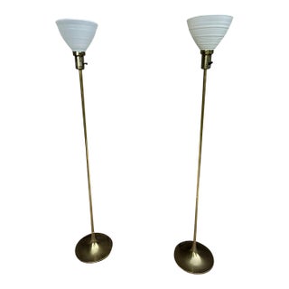 1960s Mid-Century Modern Brass Floor Lamp - Pair For Sale