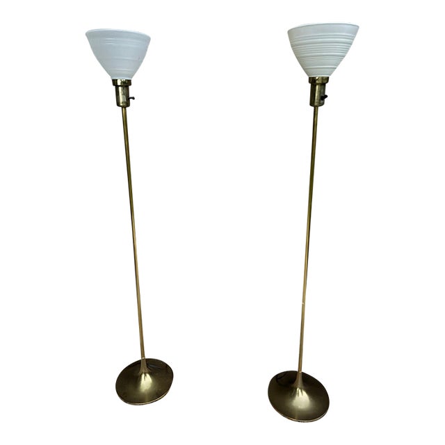 1960s Mid-Century Modern Brass Floor Lamp - Pair For Sale