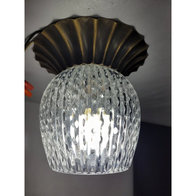 Vintage Mid-Century 1970s Halo Lighting Bronze & Glass Flush Mount Ceiling Fixture For Sale - Image 4 of 14