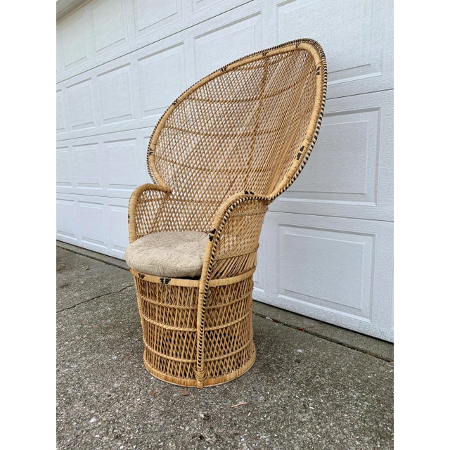 Mid-Century Modern Bohemian Wicker Emanuelle Peacock Chair For Sale - Image 3 of 13