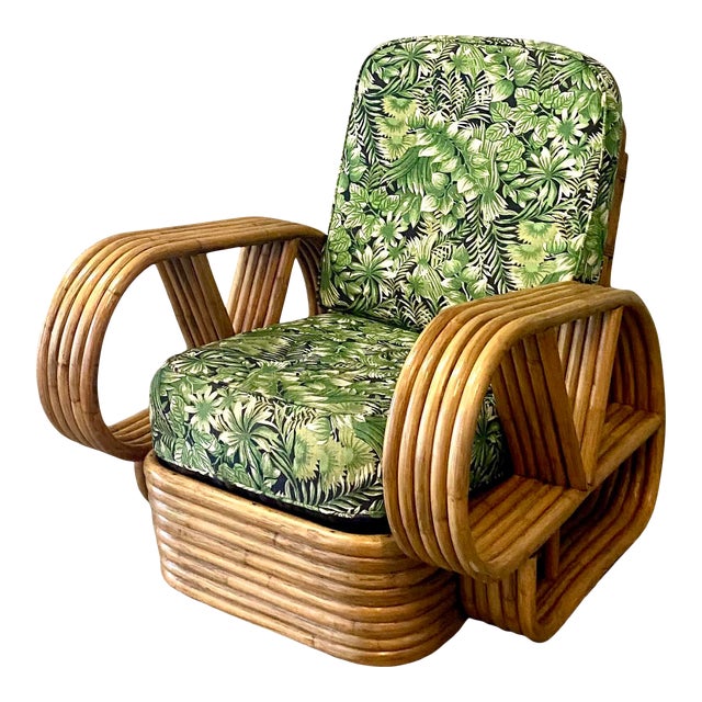 Vintage Midcentury Five Strand Bamboo Lounge Chairs After Paul Frankl