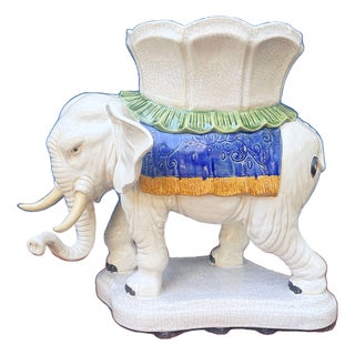 Late 20th Century Chinoiserie / Palm Beach Elephant Plant Stand For Sale