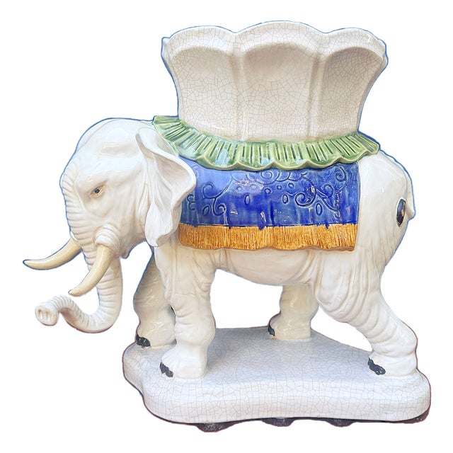 Late 20th Century Chinoiserie / Palm Beach Elephant Plant Stand For Sale