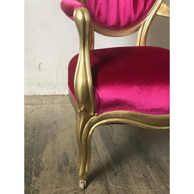 Victorian Antique Pink Velvet and Gold Chair Chairish