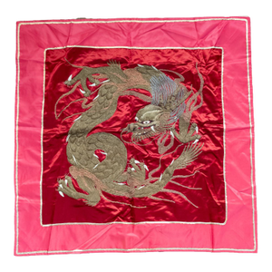 19th Century Chinese or Japanese Textile With a Silk Gold Thread Dragon