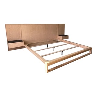 Huppe Modern King Size Platform Bed With Attached Nightstands For Sale