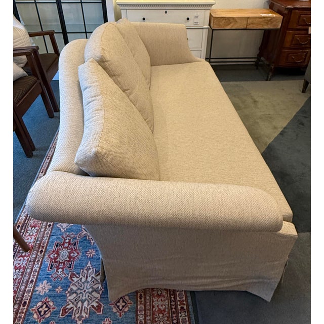 Tan Camelback Sofa With Kick Pleat Formal Sofa For Sale - Image 8 of 12