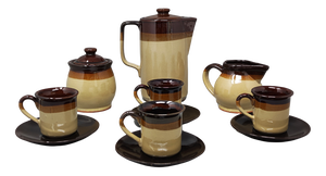 Italian Faenza Ceramic Handmade Coffee Set, 1970s