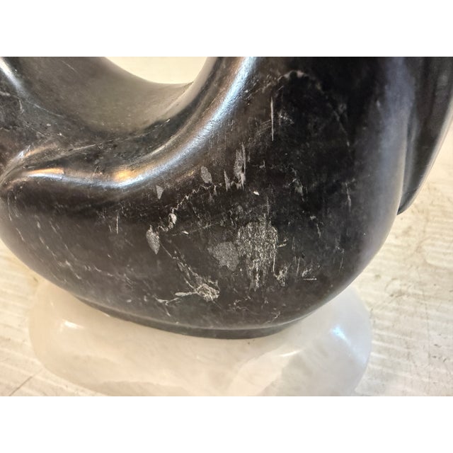 Black Vintage Black and White Abstract Marble Sculpture - Signed For Sale - Image 8 of 9