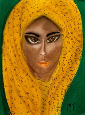 2019 “Amal” Contemporary Expressionist Pastel Portrait Drawing on Paper by Maria Grazia Facciolà