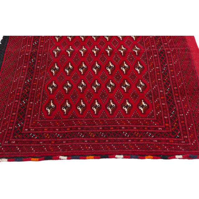 Vintage Red Persian Turkoman Rug - 02'05 X 04'06 For Sale - Image 4 of 9