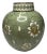 Vintage Asian Cloisonne Enamel & Metal Lidded Urn in Green, Gold, Cream For Sale