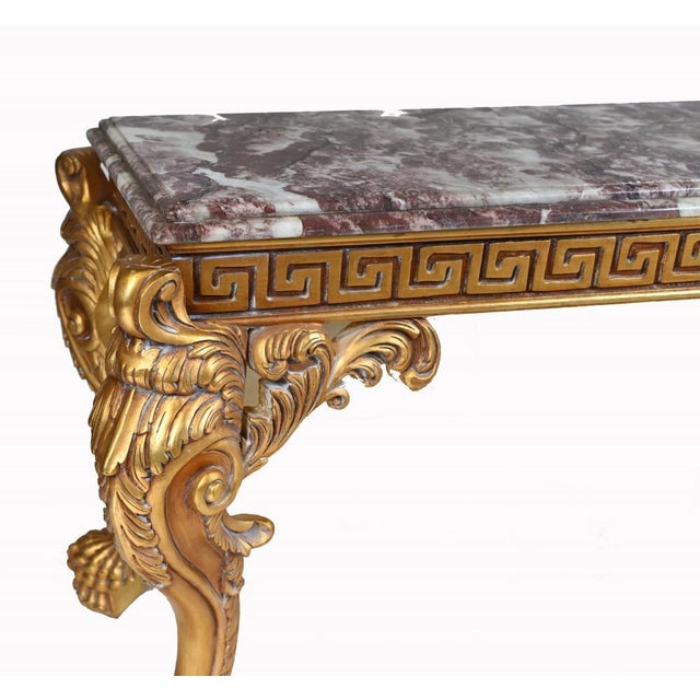 Baroque Italian Gilt Console Table in Breccia Marble For Sale - Image 4 of 11