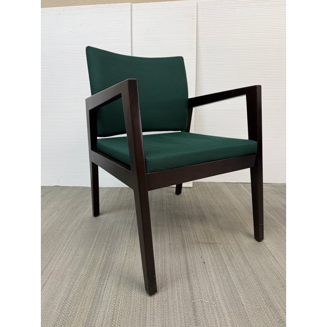Ofs Brands Contemporary Green Upholstered Wood Armchairs, a Pair For Sale In San Francisco - Image 6 of 13