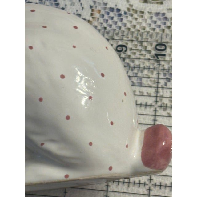 Traditional Mid 20th Century Tiffany & Co. Austria Ceramic Bunny Bank – White & Pink For Sale - Image 3 of 14