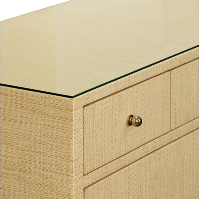 Matthew Izzo Home Carnegie Natural Grasscloth Seven Drawer Chest With Brass Knobs For Sale In New York - Image 6 of 7