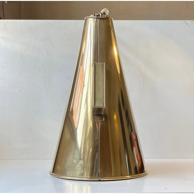 Metal Vintage Nautical Brass Megaphone Pendant Lamp, 1970s For Sale - Image 7 of 10