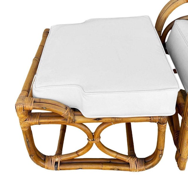 Restored Mid-Century 3-Stand 1949er Reed Rattan Chaise Lounge W/ Ottoman For Sale - Image 11 of 16