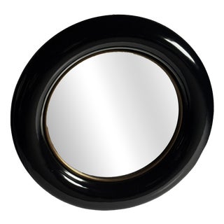 Vintage Round Black Mirror, 1980s For Sale