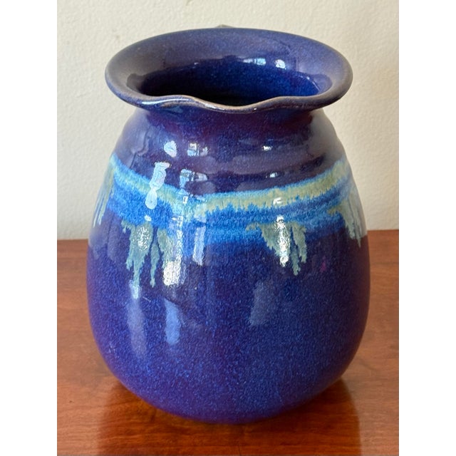 Late 20th Century Blue Studio Pottery Pitcher, Signed For Sale - Image 6 of 9