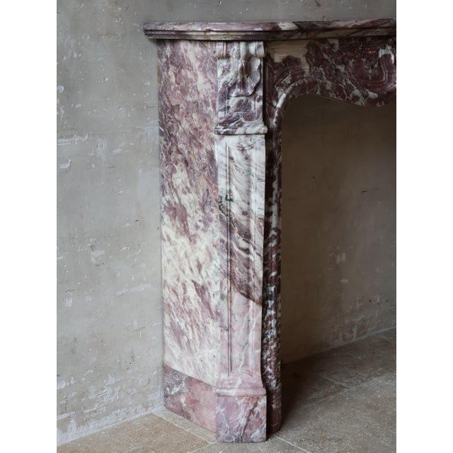 Antique Marble Trois Coquilles Fireplace in Violet de Villette For Sale - Image 16 of 18