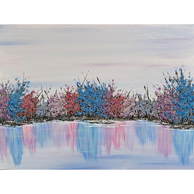 A Colorful Morning 9x12 Acrylic Mixed Media Nature Wall Art Original Painting For Sale - Image 6 of 7