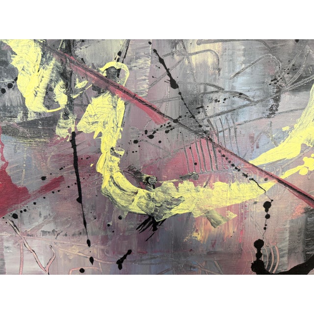 Late 20th Century Signed Abstract Painting by Dennis Sakelson - Acrylic on Cavas For Sale - Image 9 of 9