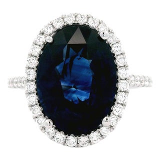 Alexander Beverly Hills Gia 6.79ct Oval Ceylon Sapphire & Diamond Ring 18k, Size 6.75 For Sale
