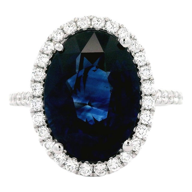 Alexander Beverly Hills Gia 6.79ct Oval Ceylon Sapphire & Diamond Ring 18k, Size 6.75 For Sale
