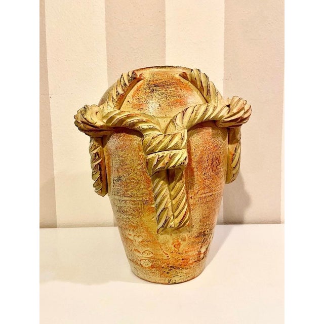 Antique/Vintage Southwestern Terracotta Pottery Vase With Sculpted Rope Design For Sale - Image 4 of 11