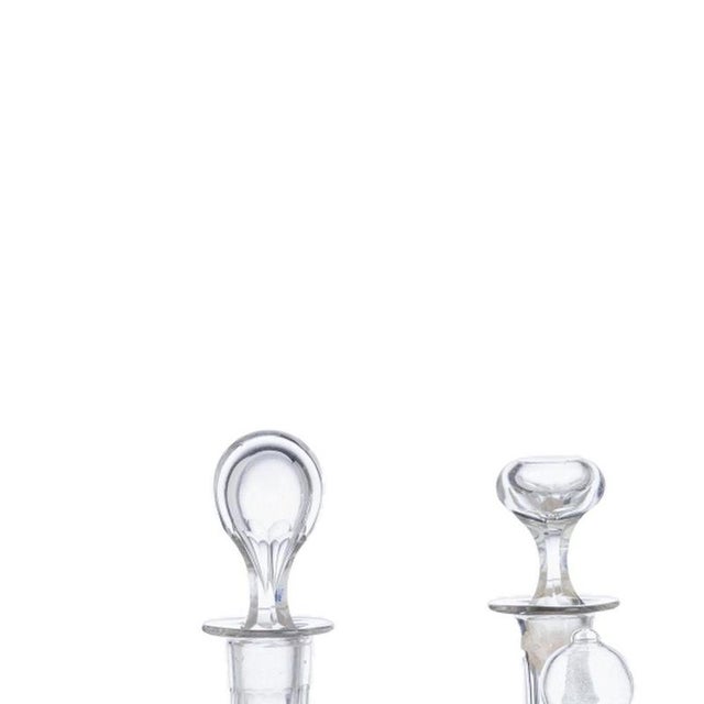 Glass and Crystal - Set of 6 bottles. Made of molded glass; two with fire decoration; manufactured in the 20th century....