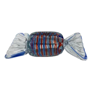 C.1970's Italian Hand-Blowm Murano Large Candy-Wrapped Paperweight And/Or Decorative Accent Piece